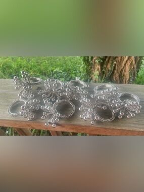 Silver Beaded Burst Napkin Rings Set of 8